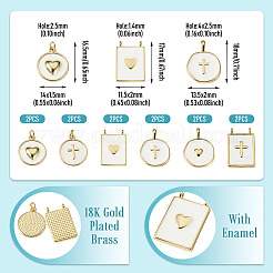12Pcs 6 Styles Brass Enamel Pendants&nbsp;KK-TA0008-59