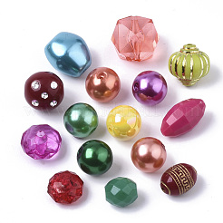 アクリルビーズ  混合図形  ミックスカラー  11~18x10~16x7~16mm  穴：1.4~2.5mm&nbsp;OACR-N008-010