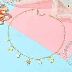Moon & Star & Sun Brass Pendant Necklaces&nbsp;NJEW-TA00164