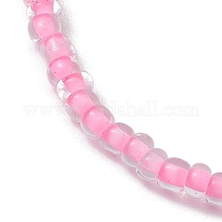 10Pcs Pink & White Rondelle Glass Seed Beaded Stretch Bracelet Sets&nbsp;BJEW-JB10419