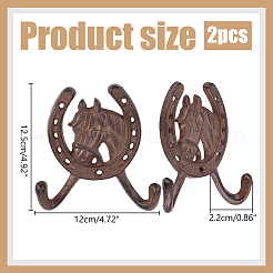 Cast Iron Horseshoe Coat Hooks&nbsp;LS-AJEW-WH0696-207B