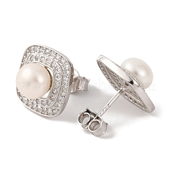 925 Sterling Silver Square Stud Earrings&nbsp;EJEW-C115-02P