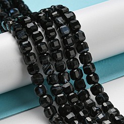 染色・加熱された天然黒瑪瑙ビーズ連売り  多面カット  キューブ  5~5.5x5~5.5x5~5.5mm  穴：1.2mm  約77個/連  15.16~15.24インチ（38.5~38.7cm）&nbsp;G-G005-A01-01
