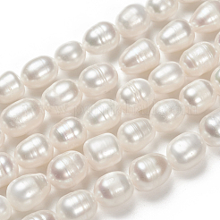 天然養殖淡水パールビーズ連売り  ライス  リネン  9~12x8.5~9mm  穴：0.5mm  約15~19個/連  7.08''（17.98センチメートル）&nbsp;PEAR-N012-08N
