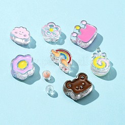 透明なアクリルビーズ  エナメルとゴム紐付き  クラウド & ロリポップ & ポーチド  ミックスカラー  1~28x1~29.5x1~10.5mm  穴：1.5~3.5mm  162個/箱&nbsp;OACR-FS0001-14