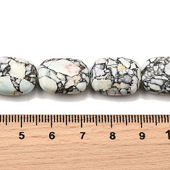 合成ターコイズビーズ連売り  染め  フラットオーバル  紺碧  17~18x13x6.5~7.5mm  穴：1mm  約23個/連  15.75~15.94''（40~40.5センチメートル）&nbsp;G-F791-F01-01