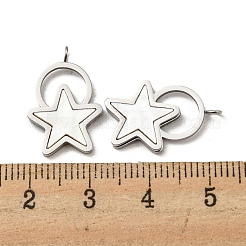 304ステンレススチールシェルペンダント  スターのチャーム  ステンレス鋼色  19.5x13x2mm  穴：1.8mm&nbsp;STAS-L022-013P