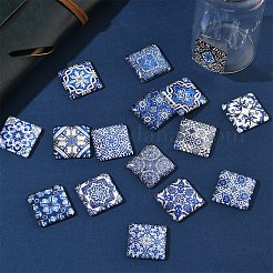 ガラスカボション1セット  正方形  ミックスカラー  25x25x7mm  16個/セット&nbsp;GGLA-YW0001-23