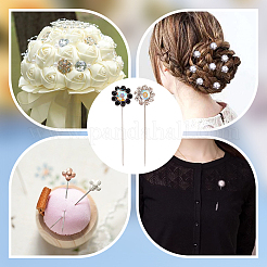 Alloy Rhinestone Flower Long Pins&nbsp;FIND-WH0111-322
