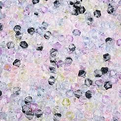透明ガラスシードビーズ  グリッターパウダー付き  双円錐形  ミックスカラー  6x5~5.5mm  穴：1.2~1.5mm  約2250個/ポンド&nbsp;SEED-N014-01A-01