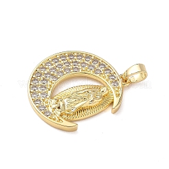Brass Micro Pave Cubic Zirconia Pendants&nbsp;KK-P334-21G