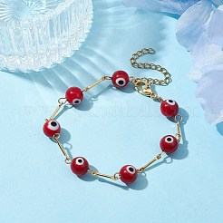 Lampwork Evil Eye Link Chain Bracelets&nbsp;BJEW-JB10045-04
