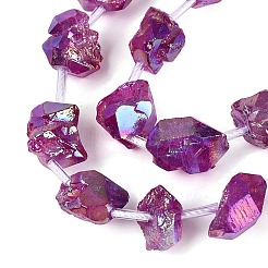Dyed Electroplate Raw Rough Natural Amethyst Beads Strands&nbsp;G-Q610-05D