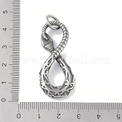 316サージカルステンレスペンダント  丸カン付き  スネークチャーム  アンティークシルバー  42.5x18x4.5mm  穴：6.5mm&nbsp;STAS-E212-25C-AS
