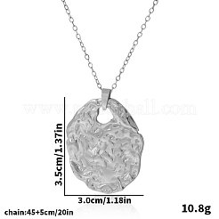 304ステンレススチールのテクスチャ加工を施した女性用オーバルペンダントネックレス  銀  17.72インチ（45cm）&nbsp;WH5645-1