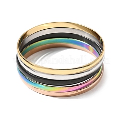 304 Stainless Steel Plain Bangles for Women Men&nbsp;BJEW-Z167-01M-04