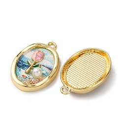 Printed Alloy Enamel Pendants&nbsp;ENAM-B028-36KCG-01
