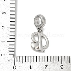 真鍮ヨーロッパダングルチャーム  ハート文字の大きな穴のペンダント  プラチナ·ゴールデン  文字p  25.5~30.5mm  穴：6mm&nbsp;LS-KK-Z097-01P-GP