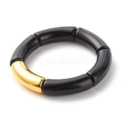 分厚いアクリル＆ccbプラスチックカーブチューブビーズストレッチブレスレットセット女性用  ミックスカラー  内径：2-1/8インチ（5.3cm）  3個/セット&nbsp;BJEW-JB07318