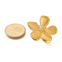 女性用フラワー 304 ステンレススチール オープンカフリング  ゴールドカラー  usサイズ6（16.5mm）  花：33.5x37.5mm&nbsp;LS-RJEW-R006-03G-02