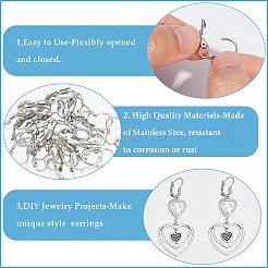 304ステンレススチールフレンチフックピアス金具  でこぼこの模様で  ステンレス鋼色  16.7x10.5x4mm  穴：1.4mm  ピン：1mm  120個/箱&nbsp;STAS-SP0001-03A