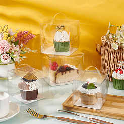 Foldable Transparent Plastic Single Cake Gift Packing Box&nbsp;CON-WH0084-42C