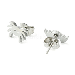 変色しないかわいい動物をテーマにした304ステンレススチールのスタッドピアス  クモ  5~6.5x10.5mm&nbsp;EJEW-B041-04F-P