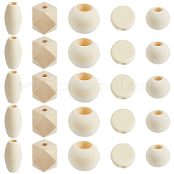 5 Styles Unfinished Wood Beads&nbsp;WOOD-PA0001-21
