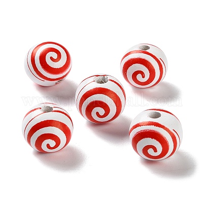 Printed Wood European Beads&nbsp;WOOD-Z002-13A-1