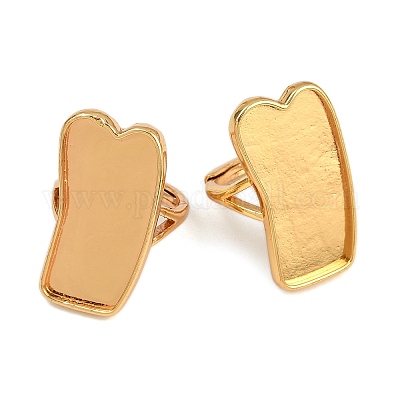 Rectangle Brass Adjustable Ring Components&nbsp;KK-Z122-18G-1