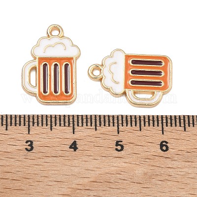 合金エナメルチャーム  ビールのチャーム  ゴールドカラー  チョコレート  19.5x13.5x1.5mm  穴：1.5mm&nbsp;FIND-H020-01B-G-1