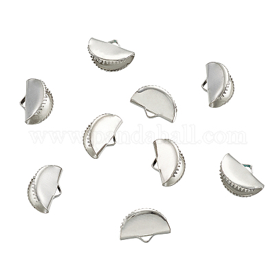 アイアン製カシメリボン止めエンドパーツ  プラチナ  8.5x13x6.5mm  穴：1.5x3mm  100個/袋&nbsp;IFIN-TAC001-06A-P-1