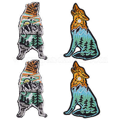 4個 2スタイルの動物布刺繍アップリケ 装飾アクセサリー ミシン