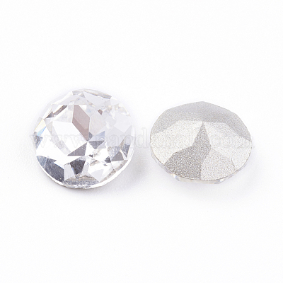 Pointed Back & Back Plated Glass Rhinestone Cabochons&nbsp;RGLA-J012-10mm-001-1