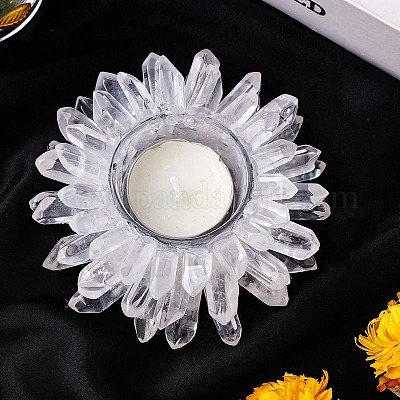 天然水晶キャンドルホルダー 花 透明 100mmの通販 - PandaHall（パンダ