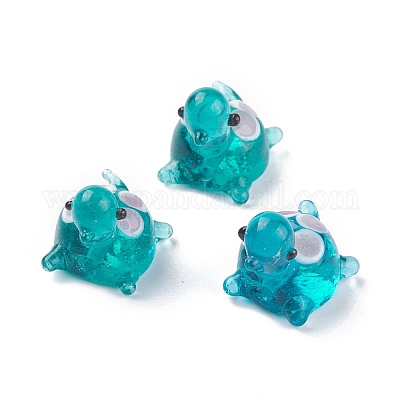 手作りランプワークビーズ  カメ  ダークターコイズ  18.5~20x14.5~17.5x16.5mm  穴：1.8mm&nbsp;LAMP-D015-03H-1
