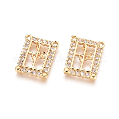 Brass Micro Pave Clear Cubic Zirconia Pendants&nbsp;ZIRC-G152-45G-1