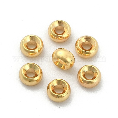 真鍮ビーズ  ロンデル  18KGP本金メッキ  5x2.5mm  穴：1.8mm&nbsp;KK-P232-12G-1