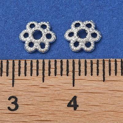 合金ビーズキャップ  花  銀  5.5x6x1.5mm  穴：1.5mm&nbsp;FIND-E042-04S-1