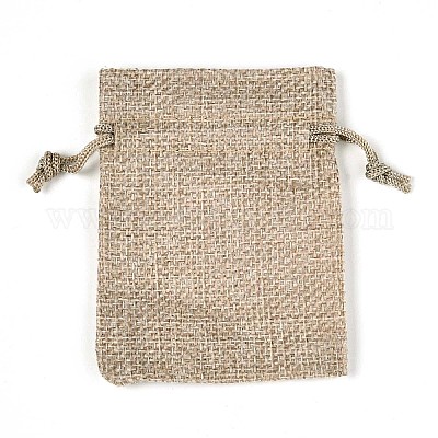 黄麻布ラッピングポーチ巾着袋  ダークカーキ  18x13cm&nbsp;ABAG-Q050-13x18-01-1