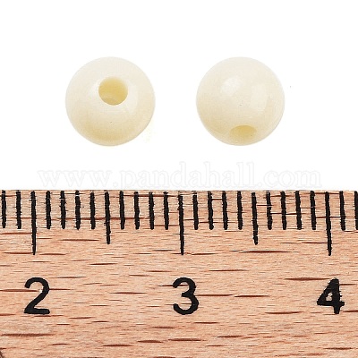 プラスチックビーズ  ラウンド  ベージュ  6x5.5mm  穴：1.8mm  約3846個/500g&nbsp;MACR-S378-01B-1