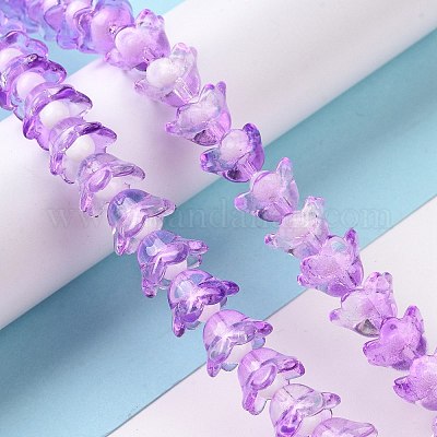 透明ガラスビーズ連売り  花  ミディアム蘭  11~12x7.5~8mm  穴：1.4mm  約50個/連  11.42''（29センチメートル）&nbsp;LAMP-H061-01A-01-1