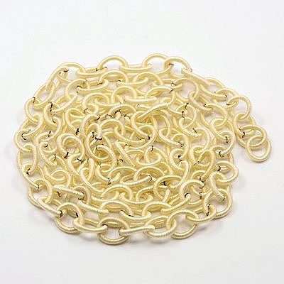 手作りナイロンアズキチェーンループ  オーバル  ライトカーキ  8~9x11~13x2mm  85cm/連について  33.5インチ&nbsp;LS-EC-A001-42-1
