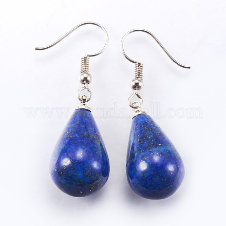 Natural Dyed Lapis Lazuli Dangle Earrings EJEW-P143-C05-1