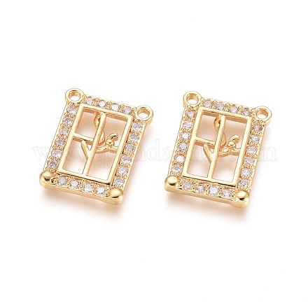 Brass Micro Pave Clear Cubic Zirconia Pendants ZIRC-G152-45G-1