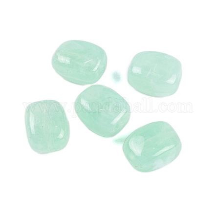 アクリルビーズ  イミテーション翡翠  長方形  ミディアムアクアマリン  13x11x8mm  穴：1.5mm&nbsp;X-OACR-H120-02J-1