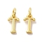 Brass Pendants, Cadmium Free & Nickel Free & Lead Free, with Jump Ring, Letter T, 10x6x1.5mm, ring: 5~6x0.8~1mm, inner diameter: 3~4mm