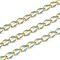 Brass Curb Chains, Cadmium Free & Lead Free, with Enamel, Spool, Long-Lasting Plated, Soldered, Golden, Deep Sky Blue, Link: 10.3x7x1.25mm