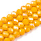 Electroplate Glass Beads Strands, Opaque Solid Color, AB Color Plated, Faceted, Rondelle, Gold, 8x6mm, Hole: 1mm, about 60~62pcs/strand, 39~40cm