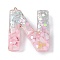 Resin Pendants, with Shell & Paillette & Gloden Alloy Loop, Letter A~B, Letter M, 42~44x11.5~57x7.5~8.5mm, Hole: 2mm